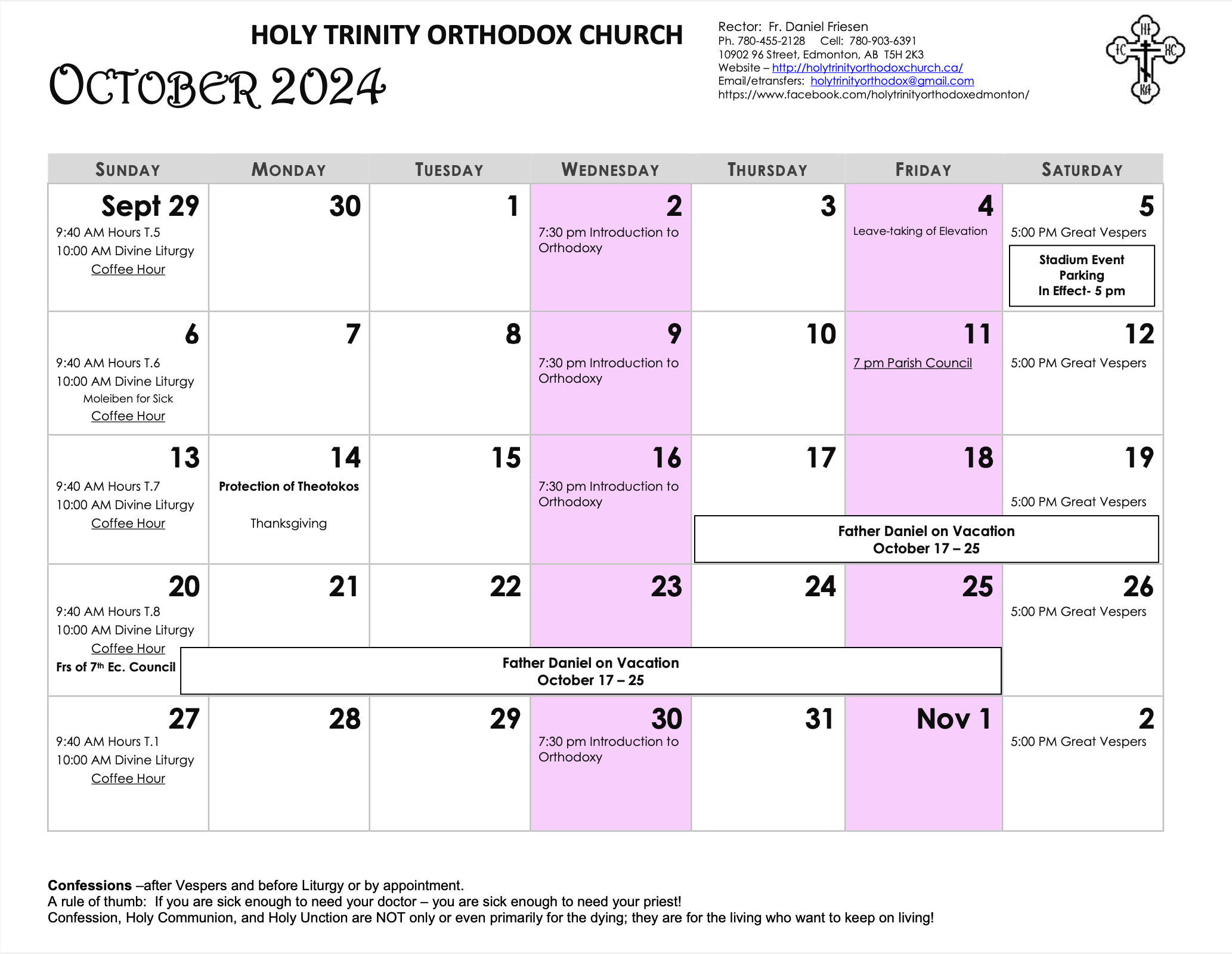 HTOC October Calendar