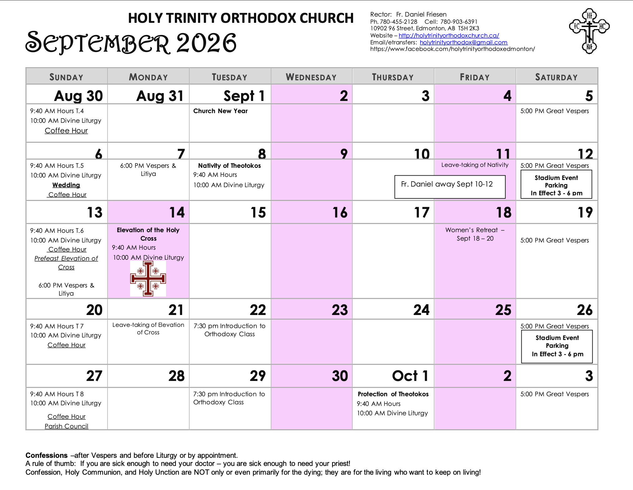 HTOC September Calendar