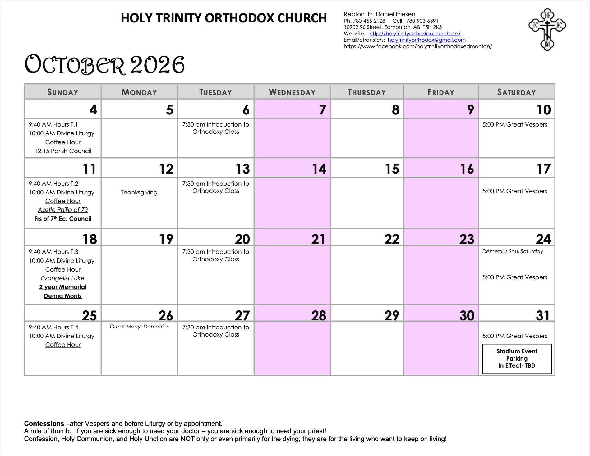 HTOC October Calendar